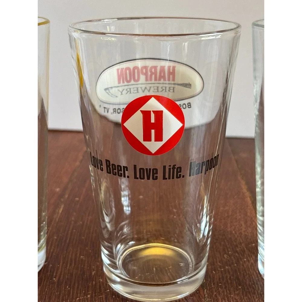 Mixed Craft Beer Pint Glass Set 4pc Wild Goose SweetWater Harpoon Left Hand Brew